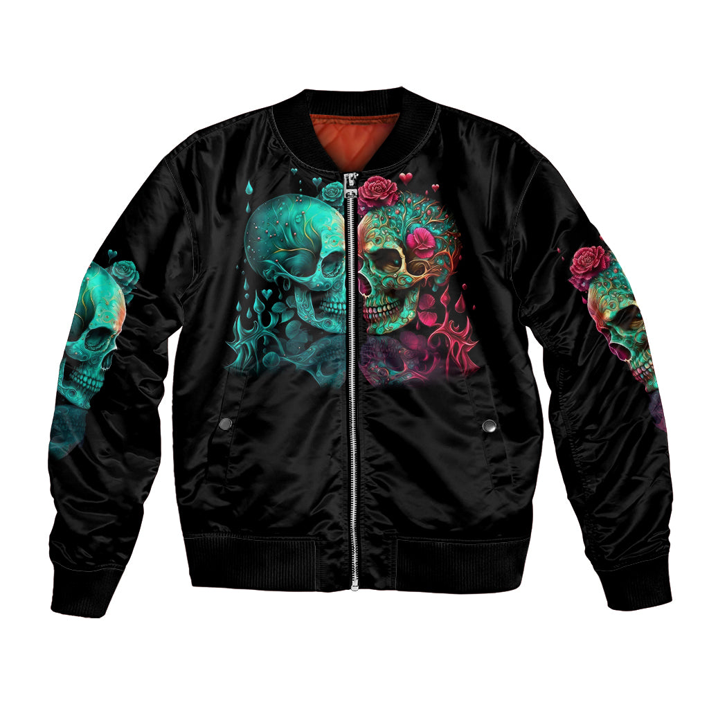 Don't Try To Figure Me Out Skull Bomber Jacket - Wonder Print Shop