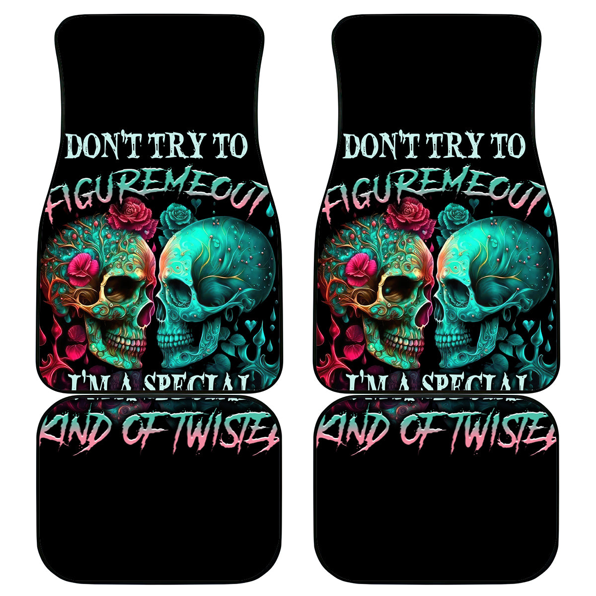 Don't Try To Figure Me Out Skull Car Mats - Wonder Print Shop