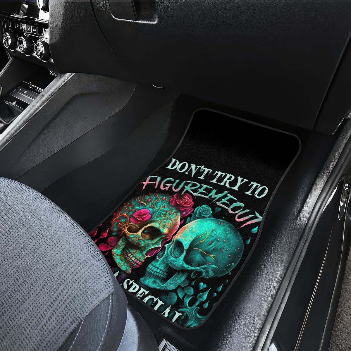 Don't Try To Figure Me Out Skull Car Mats - Wonder Print Shop