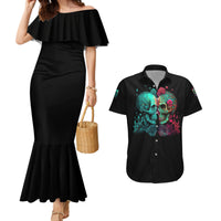 Don't Try To Figure Me Out Skull Couples Matching Mermaid Dress and Hawaiian Shirt - Wonder Print Shop