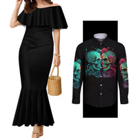 dont-try-to-figure-me-out-skull-couples-matching-mermaid-dress-and-long-sleeve-button-shirt