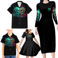 Don't Try To Figure Me Out Skull Family Matching Long Sleeve Bodycon Dress and Hawaiian Shirt - Wonder Print Shop