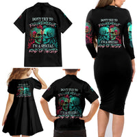 Don't Try To Figure Me Out Skull Family Matching Long Sleeve Bodycon Dress and Hawaiian Shirt - Wonder Print Shop