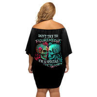 Don't Try To Figure Me Out Skull Family Matching Off Shoulder Short Dress and Hawaiian Shirt - Wonder Print Shop