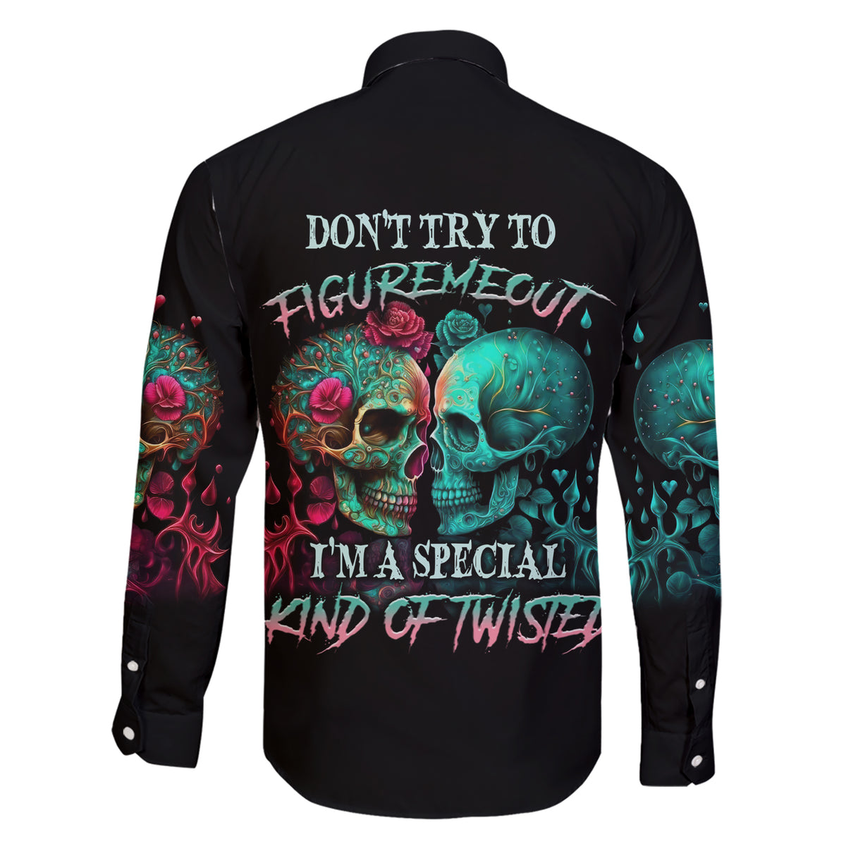 Don't Try To Figure Me Out Skull Family Matching Short Sleeve Bodycon Dress and Hawaiian Shirt - Wonder Print Shop