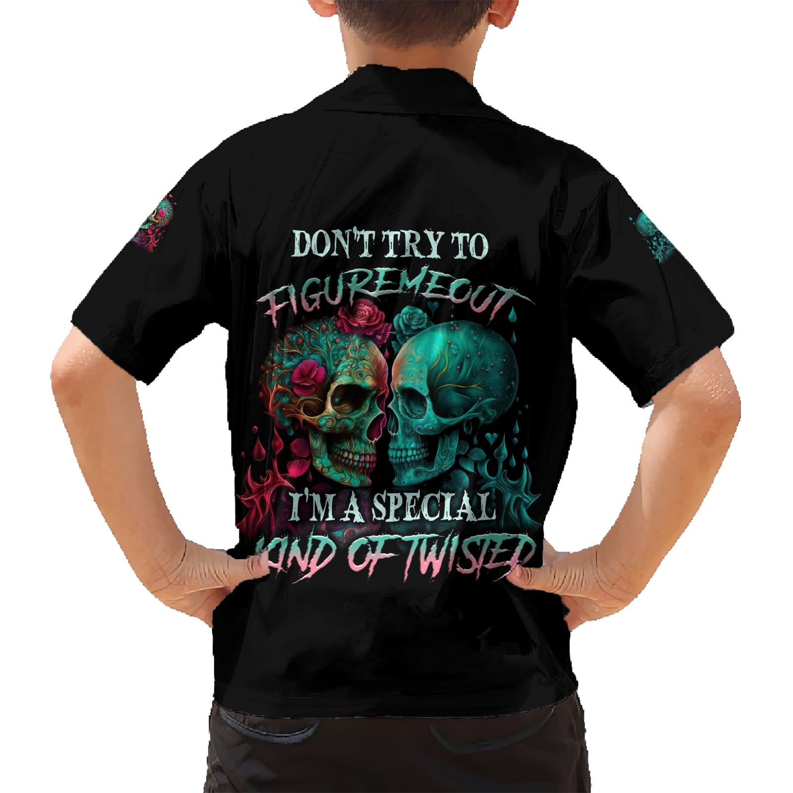 Don't Try To Figure Me Out Skull Kid Hawaiian Shirt - Wonder Print Shop