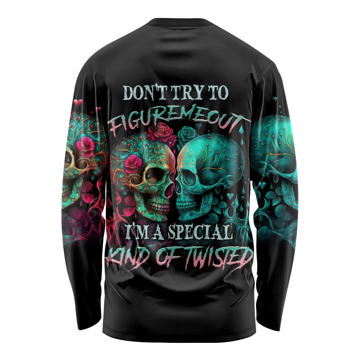 Don't Try To Figure Me Out Skull Long Sleeve Shirt - Wonder Print Shop