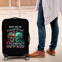 Don't Try To Figure Me Out Skull Luggage Cover - Wonder Print Shop