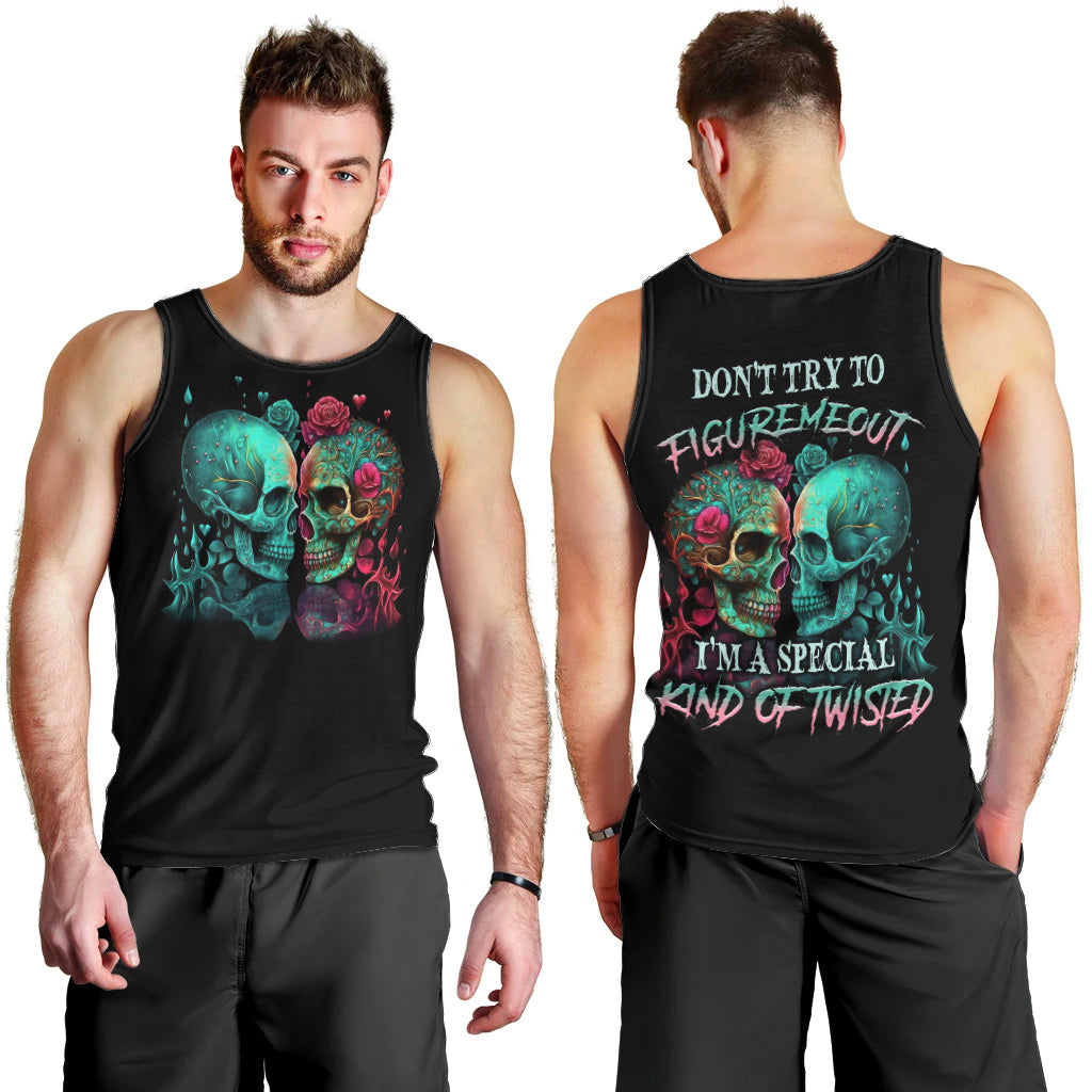 Don't Try To Figure Me Out Skull Men Tank Top - Wonder Print Shop