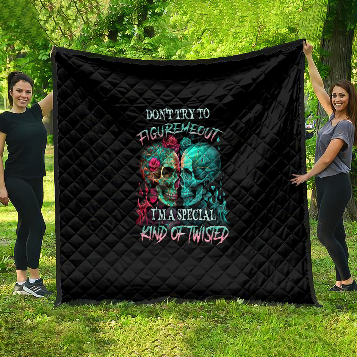 Don't Try To Figure Me Out Skull Quilt - Wonder Print Shop