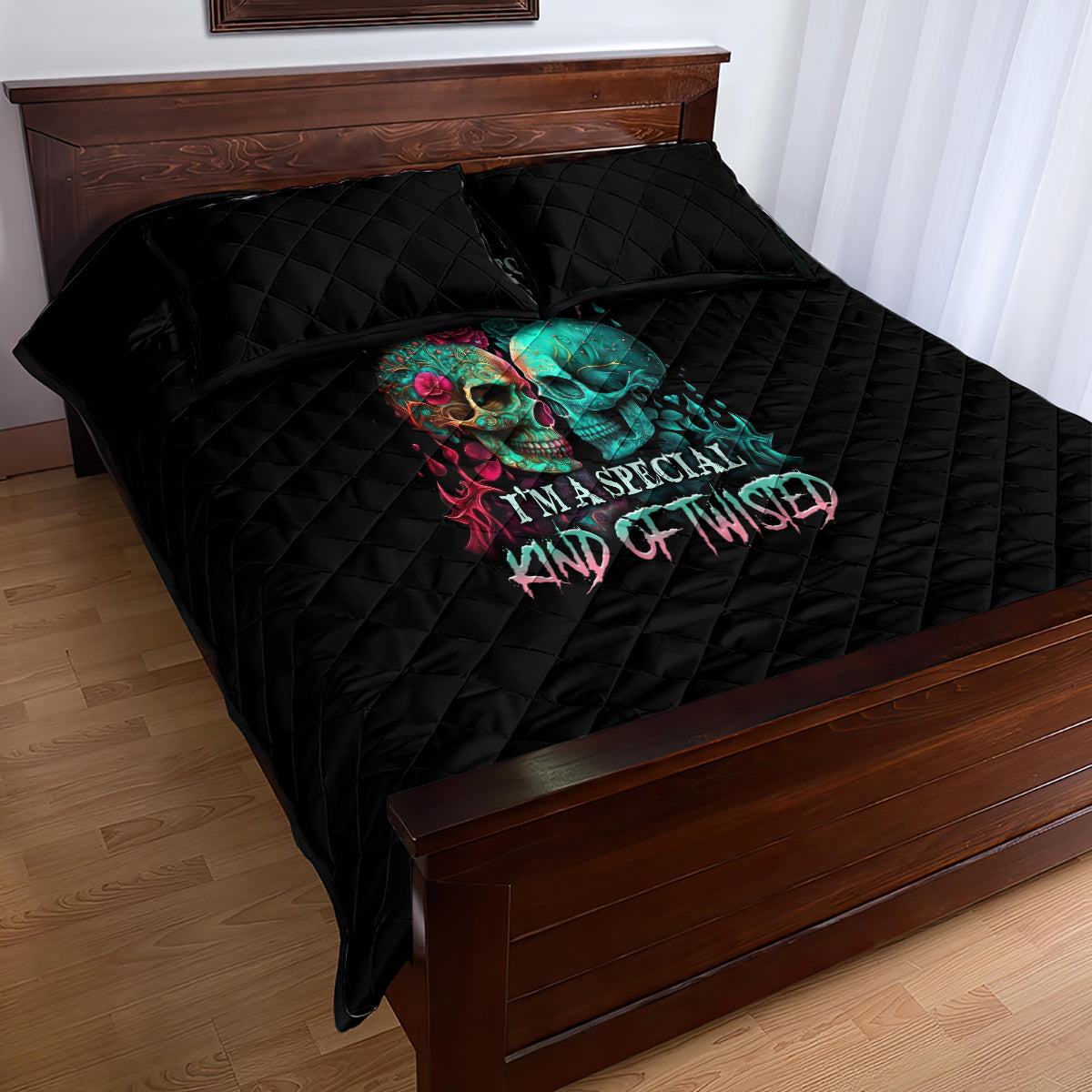 Don't Try To Figure Me Out Skull Quilt Bed Set - Wonder Print Shop