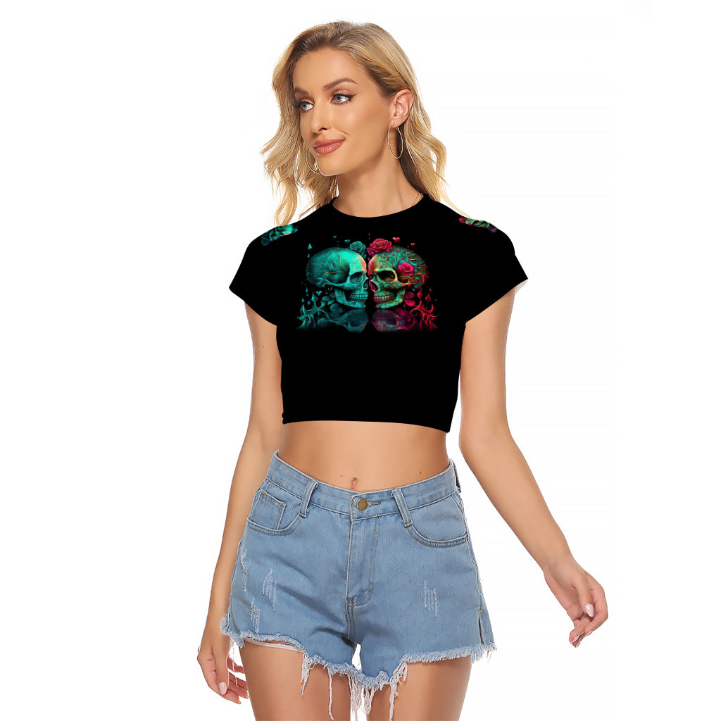 Don't Try To Figure Me Out Skull Raglan Cropped T Shirt - Wonder Print Shop