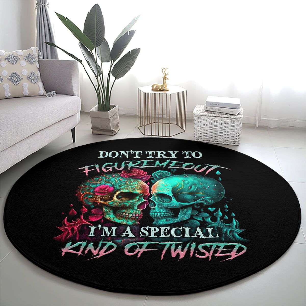 dont-try-to-figure-me-out-skull-round-carpet