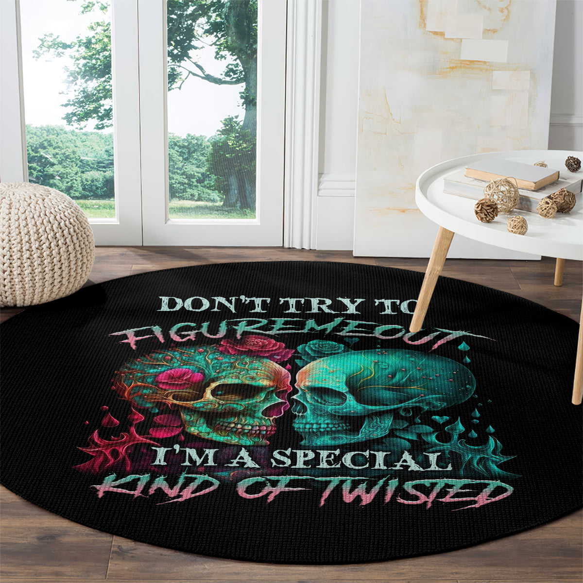 dont-try-to-figure-me-out-skull-round-carpet