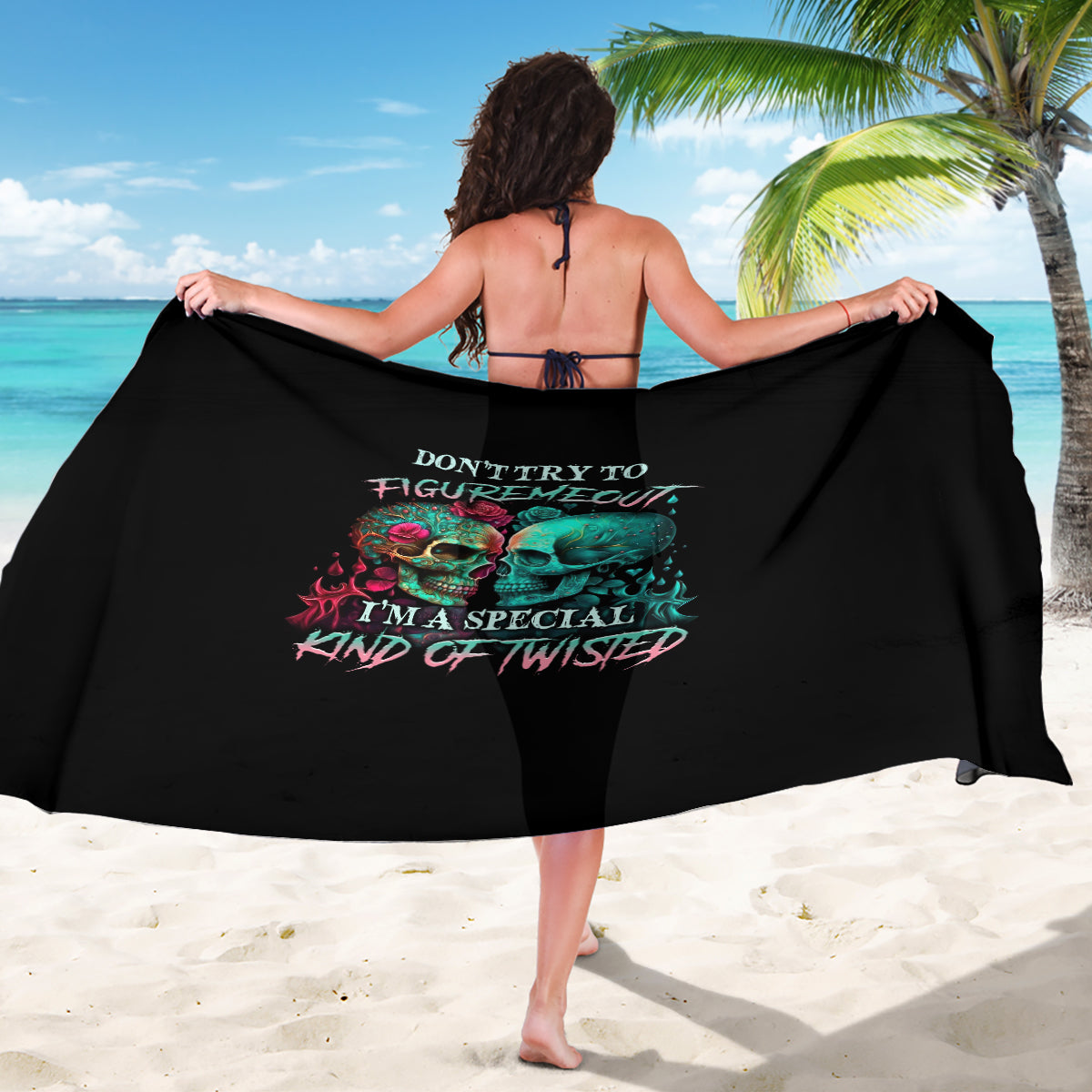 Don't Try To Figure Me Out Skull Sarong - Wonder Print Shop