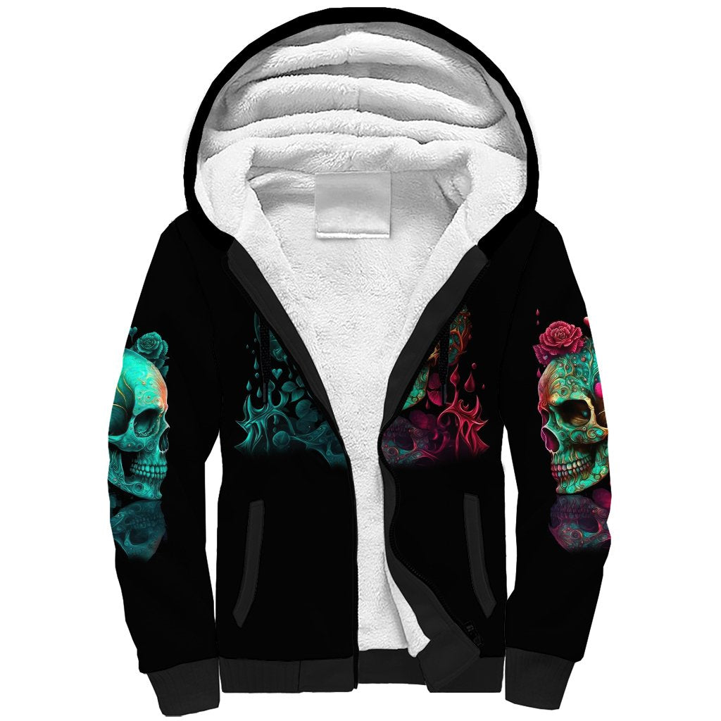 Don't Try To Figure Me Out Skull Sherpa Hoodie - Wonder Print Shop