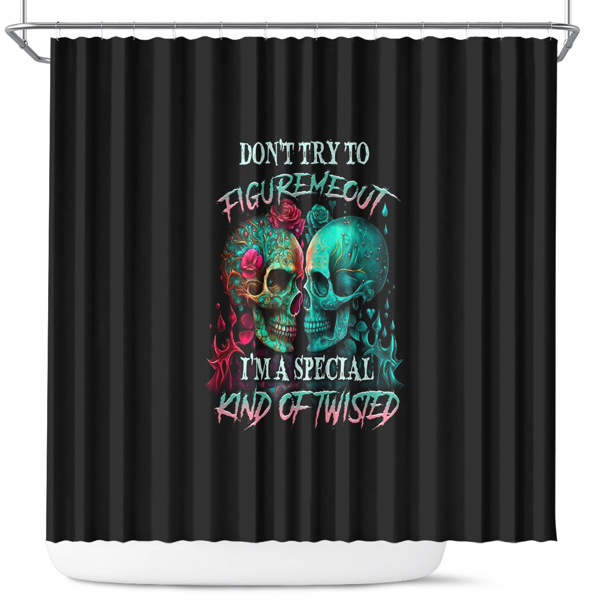 dont-try-to-figure-me-out-skull-shower-curtain