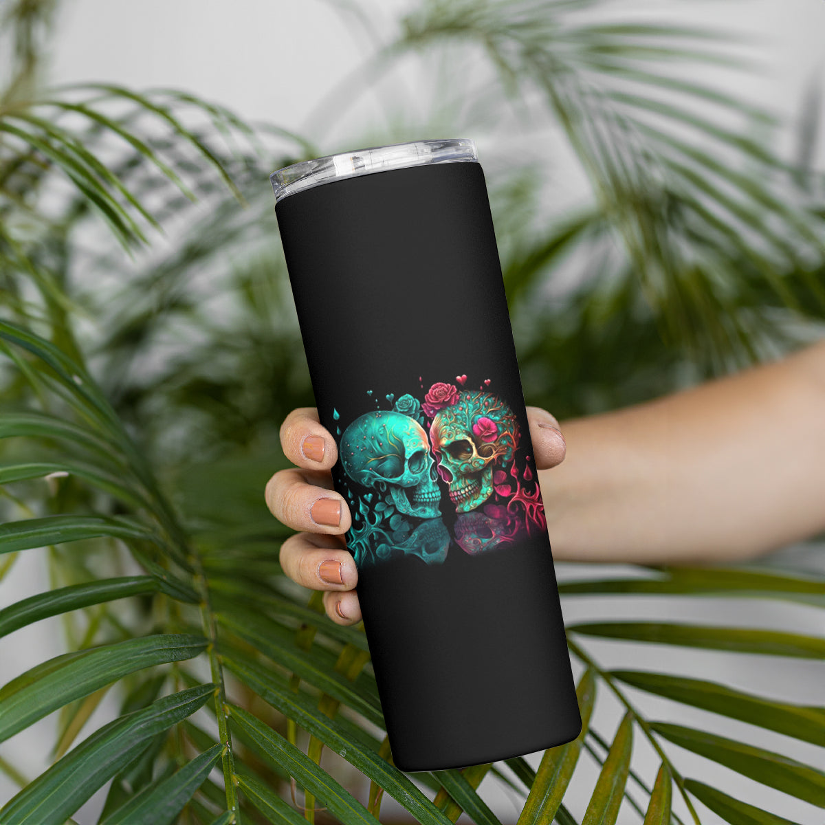 Don't Try To Figure Me Out Skull Skinny Tumbler - Wonder Print Shop