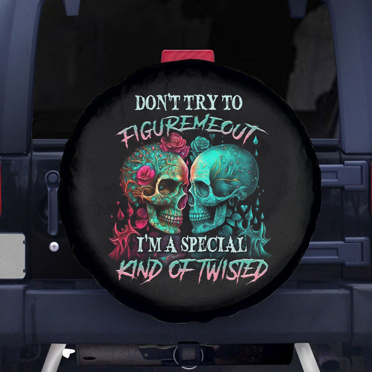 Don't Try To Figure Me Out Skull Spare Tire Cover - Wonder Print Shop