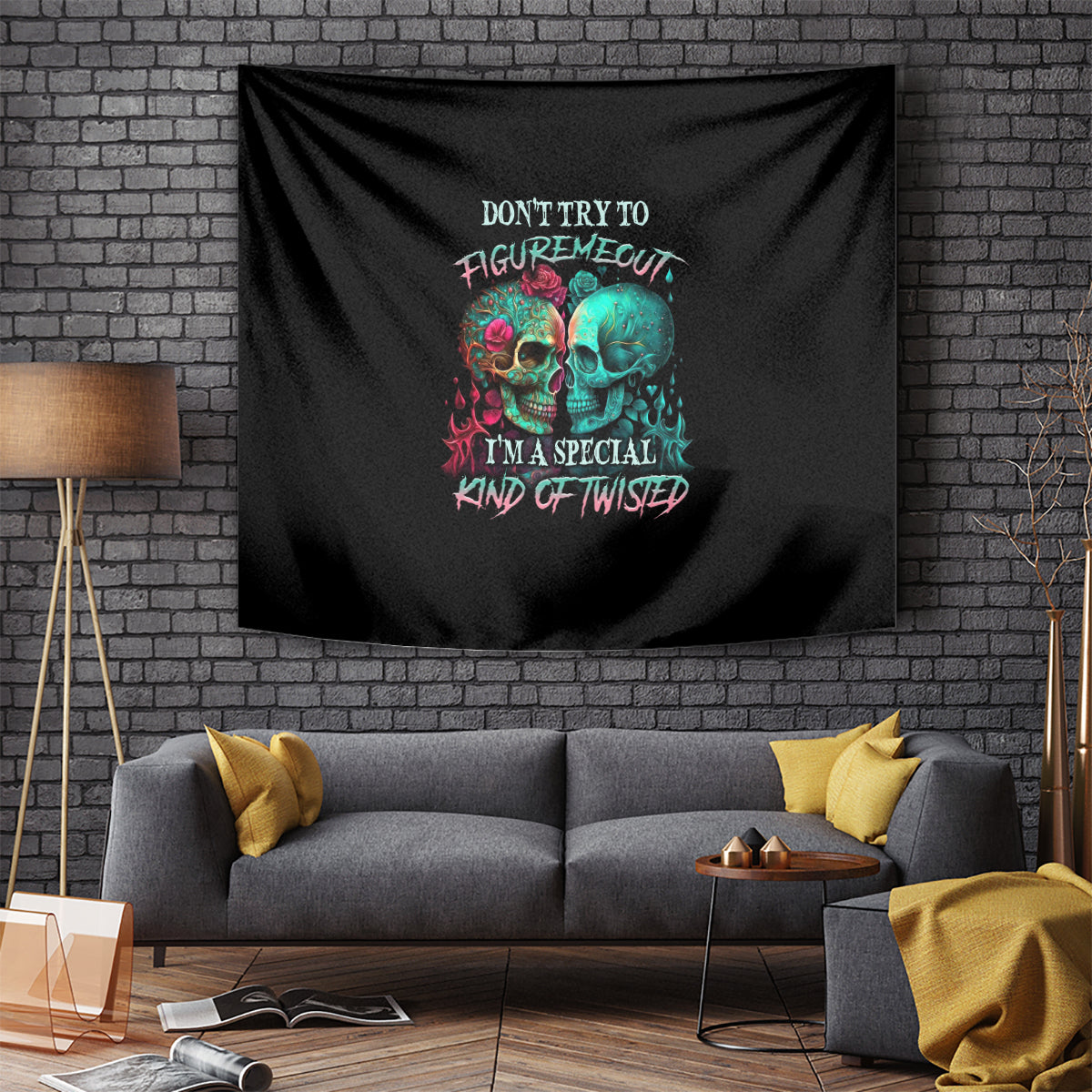 Don't Try To Figure Me Out Skull Tapestry - Wonder Print Shop