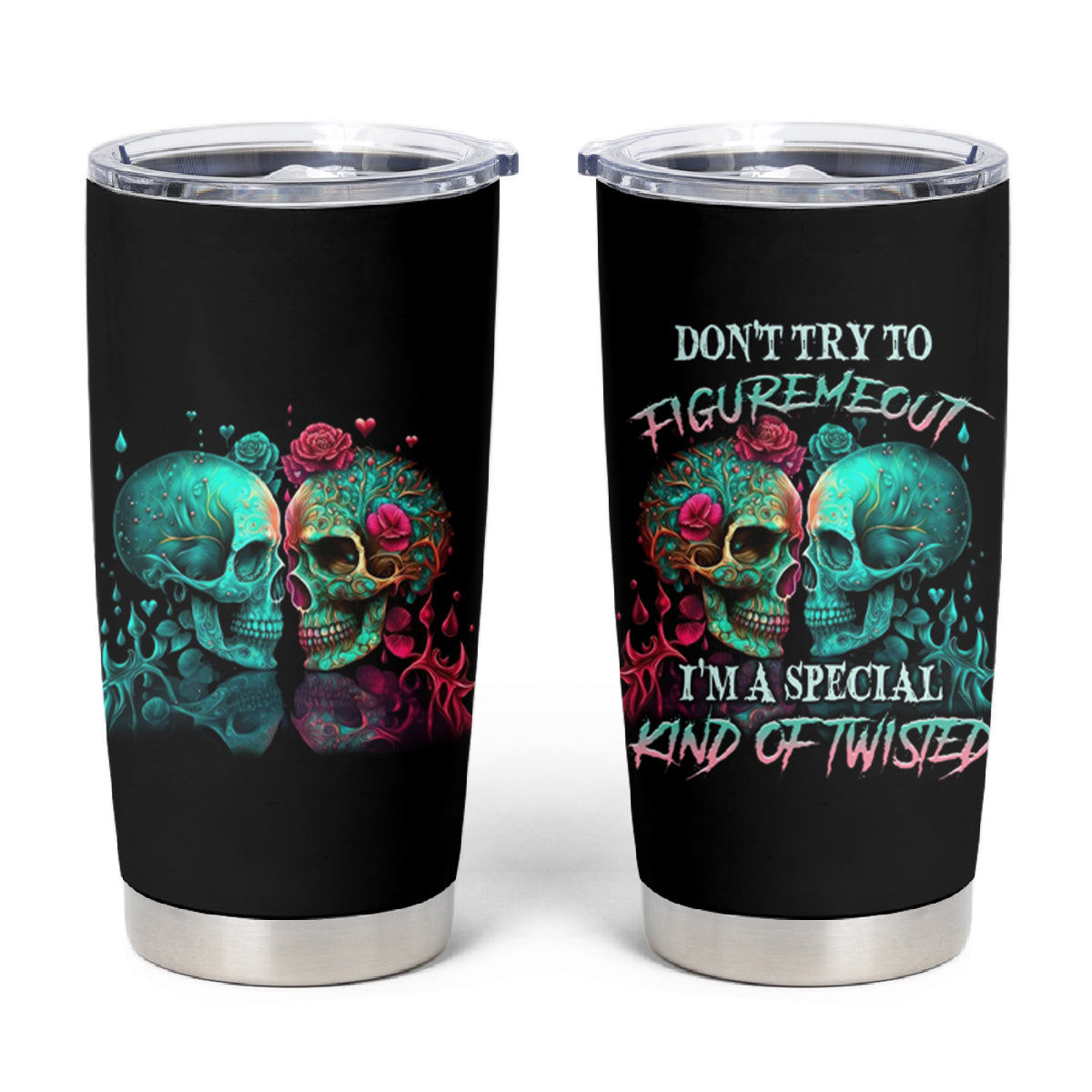 Don't Try To Figure Me Out Skull Tumbler Cup - Wonder Print Shop