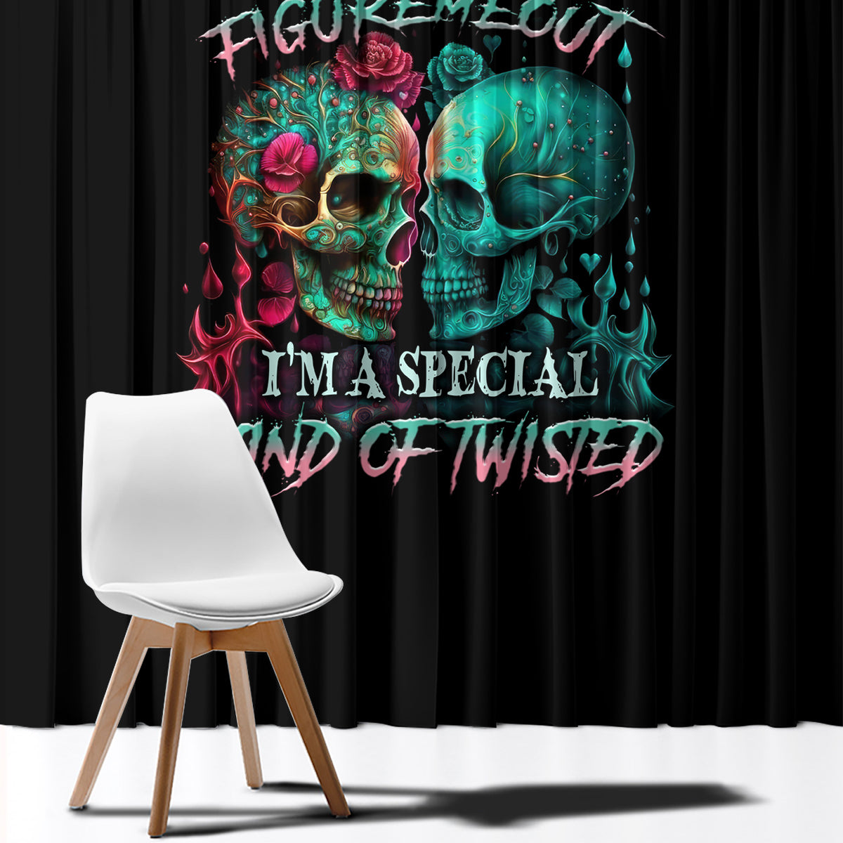 Don't Try To Figure Me Out Skull Window Curtain - Wonder Print Shop