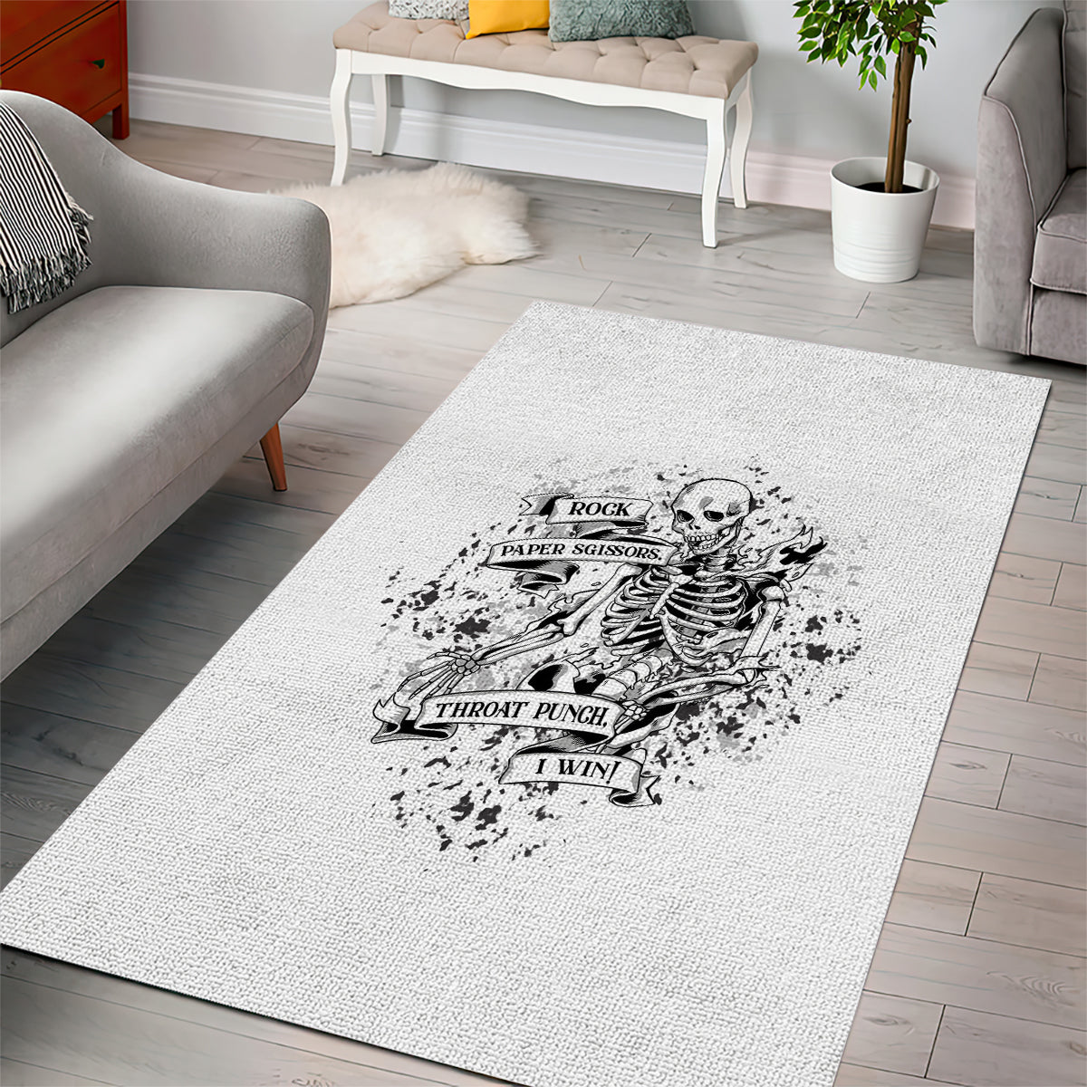 Rock Paper, Sgissors Throat Pungh I Win Area Rug - Wonder Print Shop