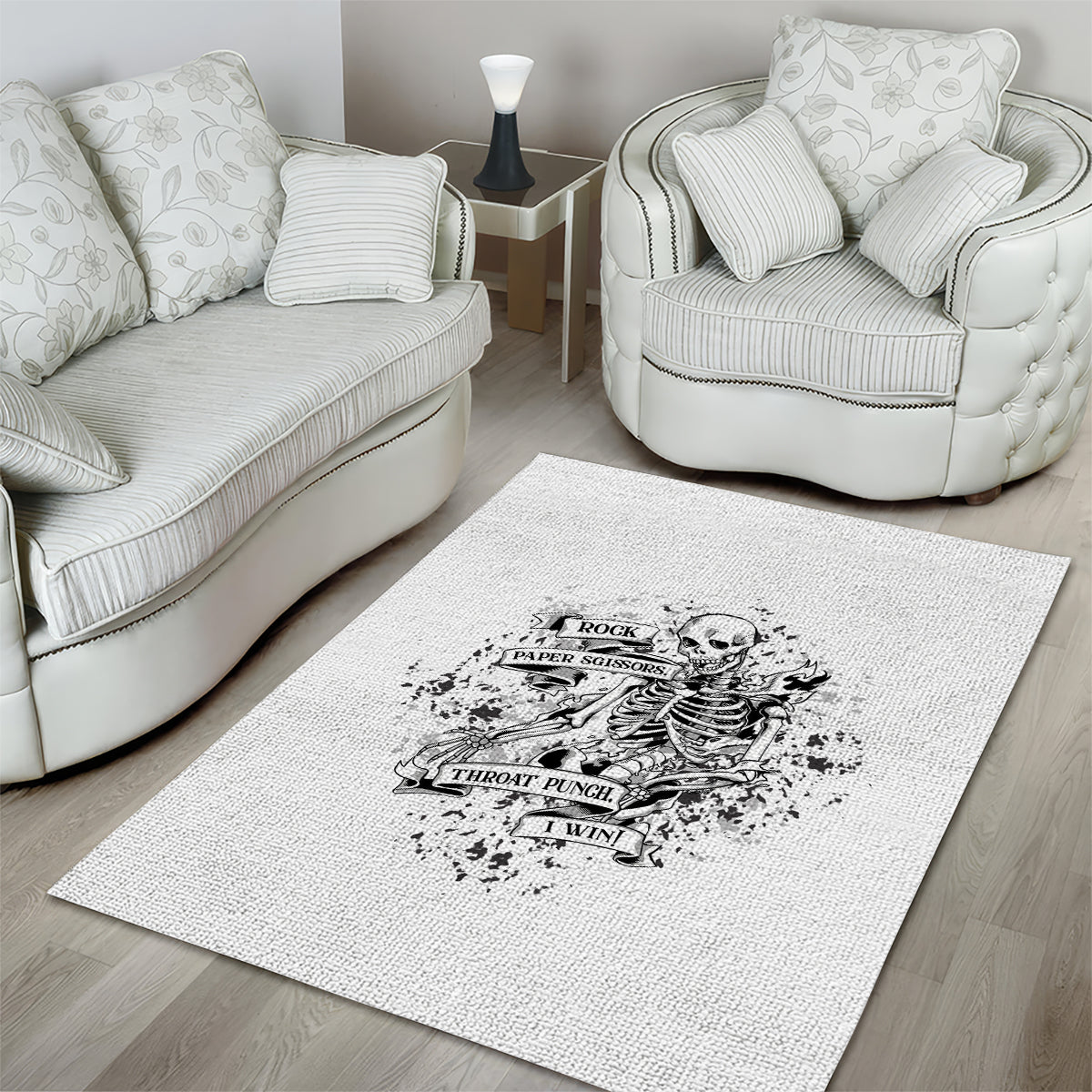 Rock Paper, Sgissors Throat Pungh I Win Area Rug - Wonder Print Shop