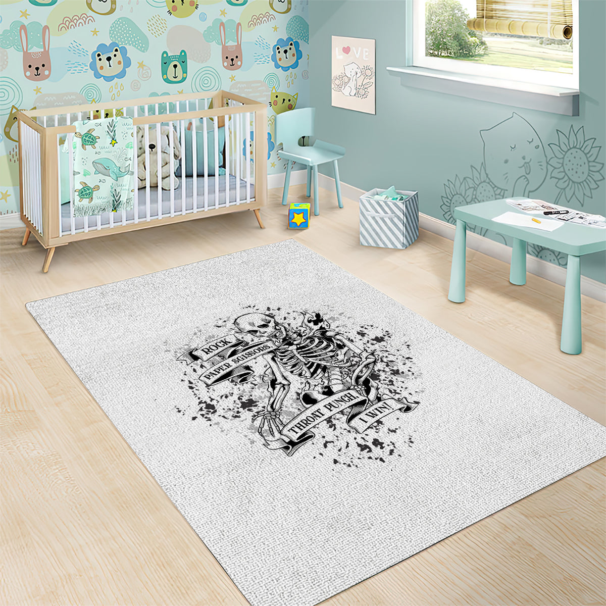 Rock Paper, Sgissors Throat Pungh I Win Area Rug - Wonder Print Shop