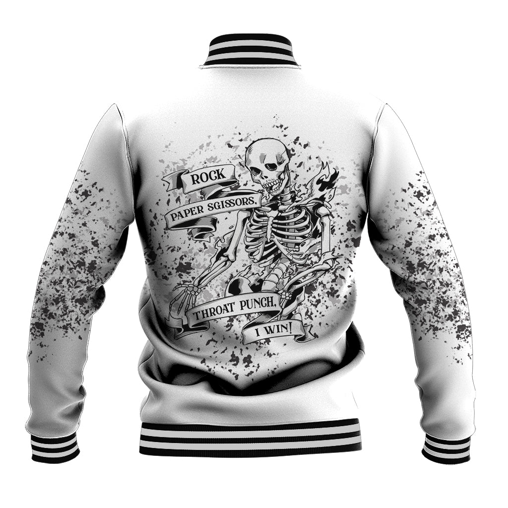 Rock Paper, Sgissors Throat Pungh I Win Baseball Jacket - Wonder Print Shop