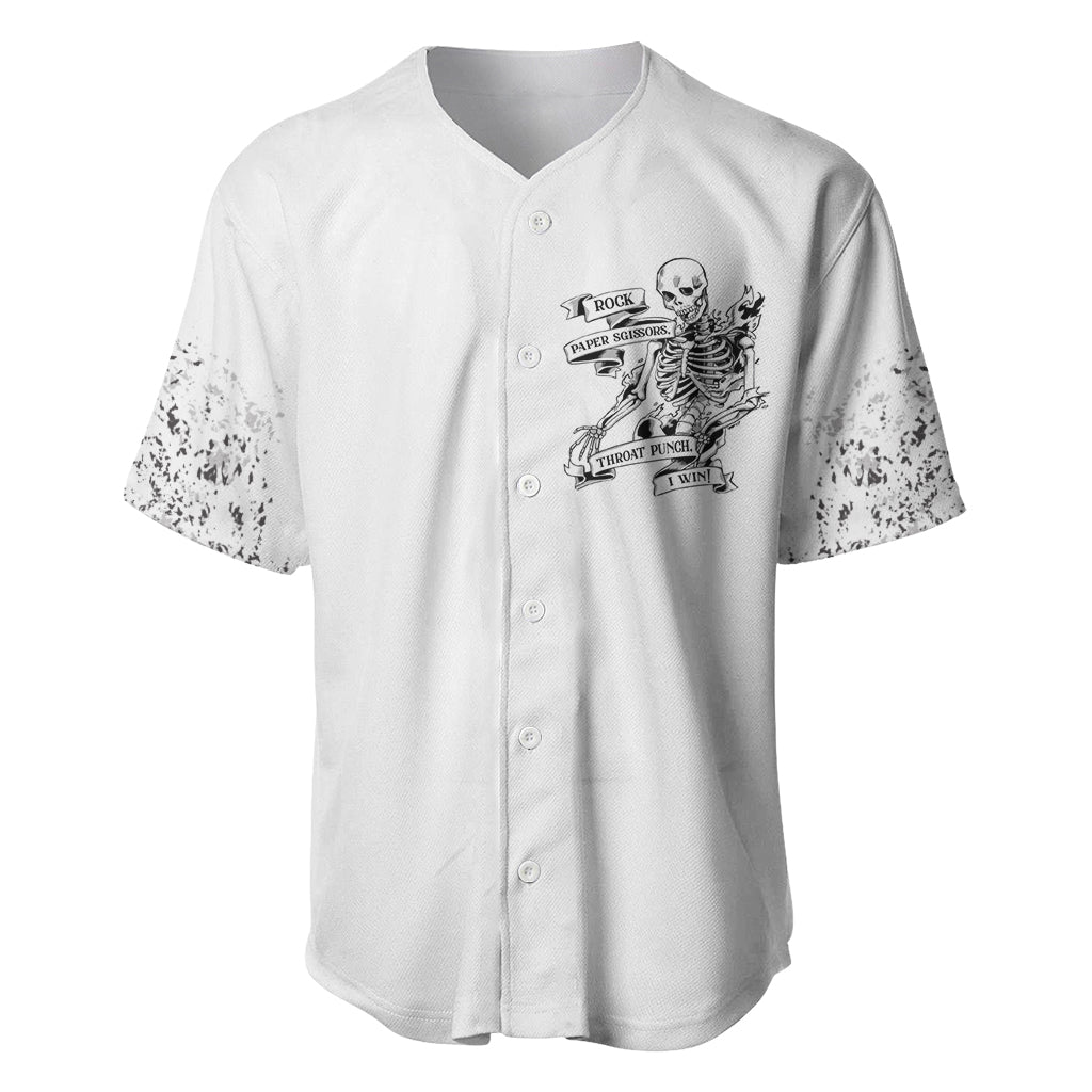 Rock Paper, Sgissors Throat Pungh I Win Baseball Jersey - Wonder Print Shop
