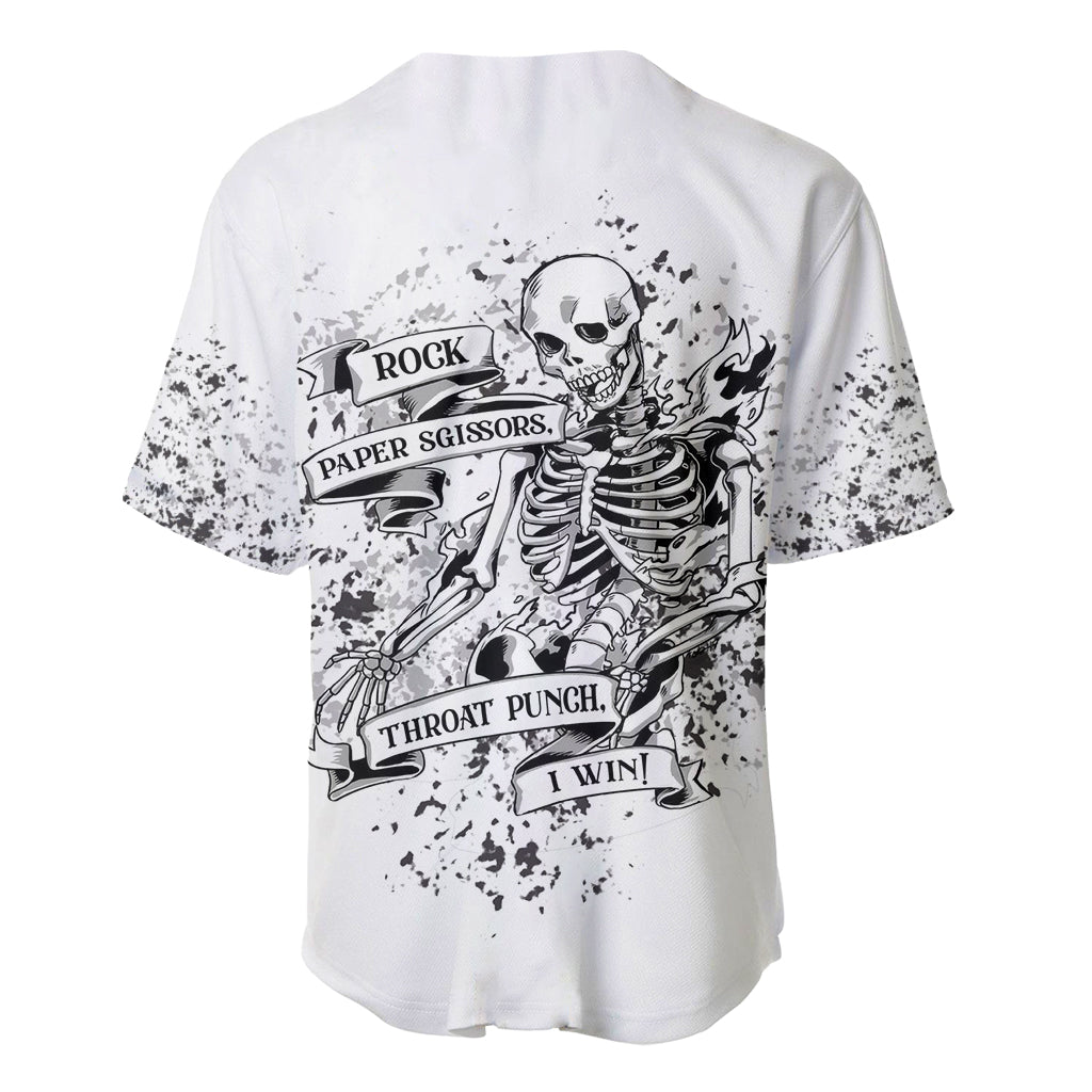 Rock Paper, Sgissors Throat Pungh I Win Baseball Jersey - Wonder Print Shop