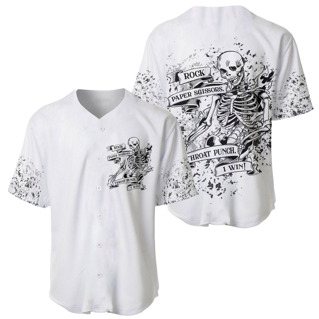 Rock Paper, Sgissors Throat Pungh I Win Baseball Jersey - Wonder Print Shop