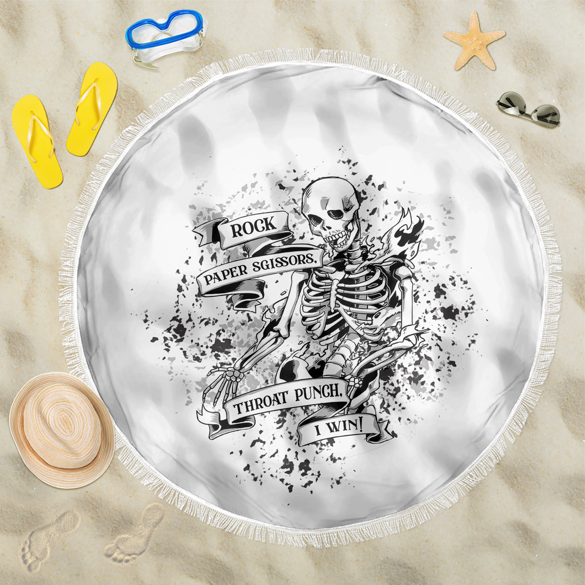Rock Paper, Sgissors Throat Pungh I Win Beach Blanket - Wonder Print Shop