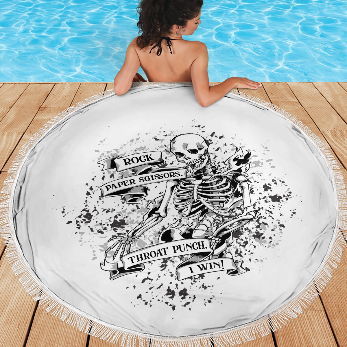Rock Paper, Sgissors Throat Pungh I Win Beach Blanket - Wonder Print Shop