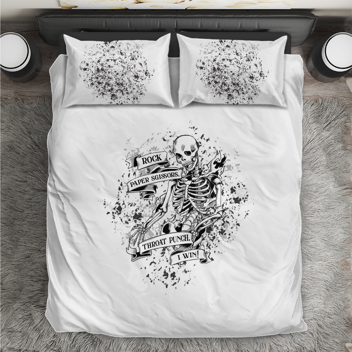Rock Paper, Sgissors Throat Pungh I Win Bedding Set - Wonder Print Shop