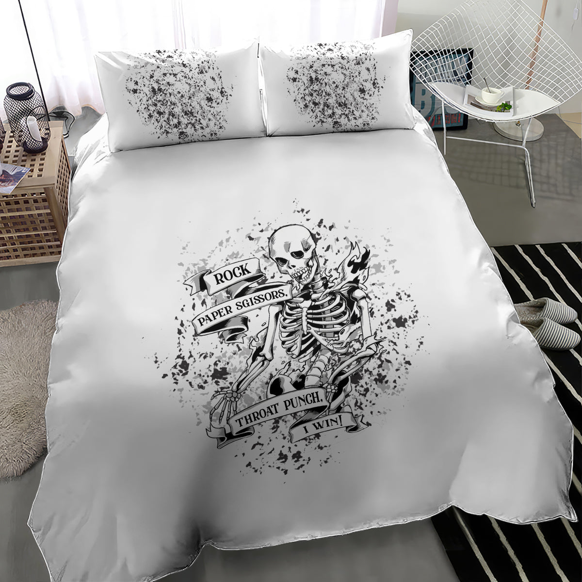 Rock Paper, Sgissors Throat Pungh I Win Bedding Set - Wonder Print Shop