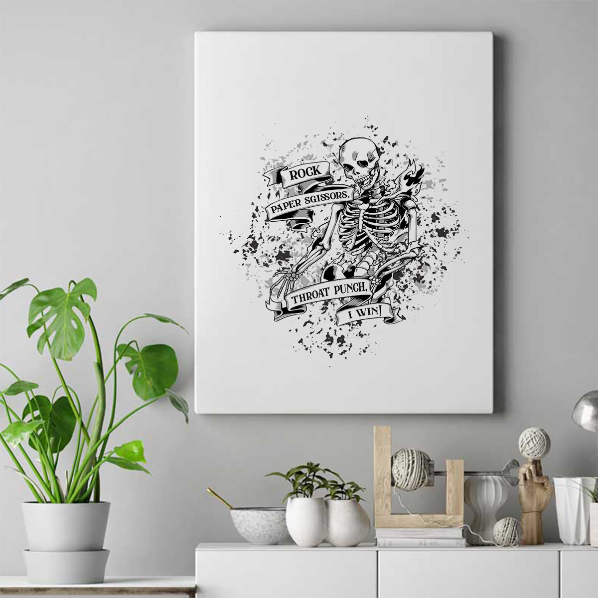 Rock Paper, Sgissors Throat Pungh I Win Canvas Wall Art - Wonder Print Shop