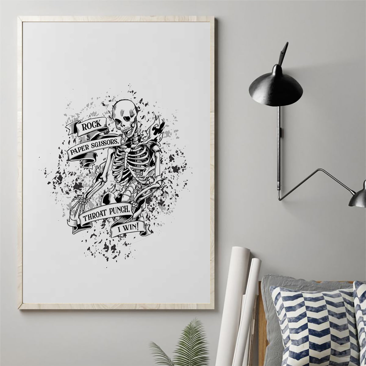 Rock Paper, Sgissors Throat Pungh I Win Canvas Wall Art - Wonder Print Shop