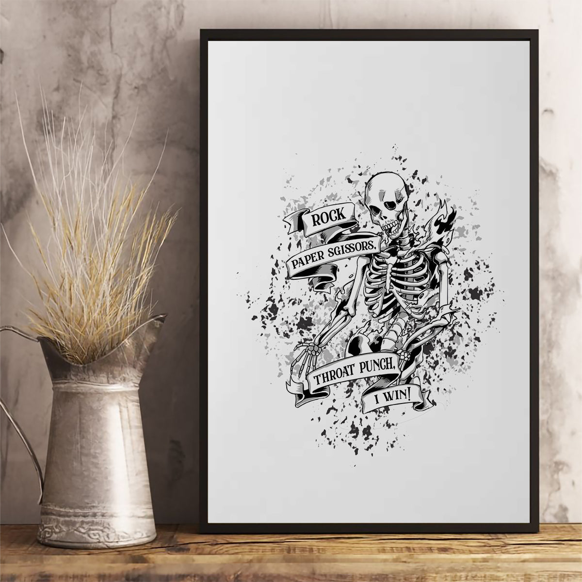 Rock Paper, Sgissors Throat Pungh I Win Canvas Wall Art - Wonder Print Shop