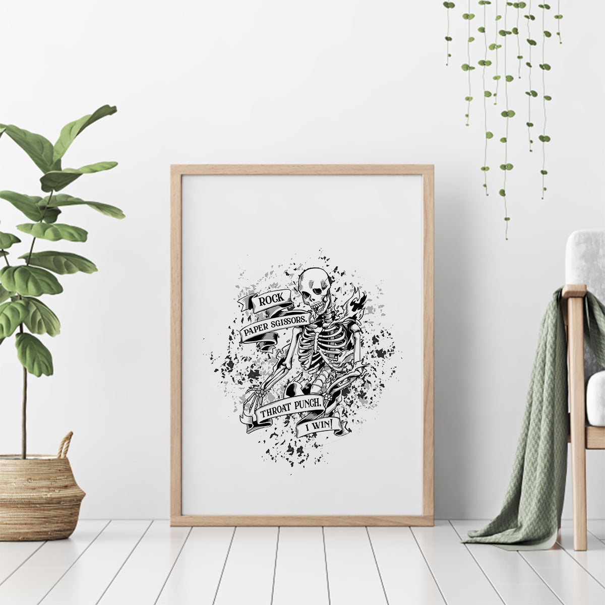 Rock Paper, Sgissors Throat Pungh I Win Canvas Wall Art - Wonder Print Shop
