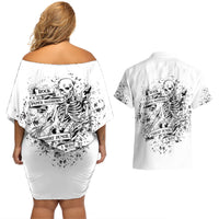 Rock Paper, Sgissors Throat Pungh I Win Couples Matching Off Shoulder Short Dress and Hawaiian Shirt - Wonder Print Shop