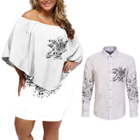 Rock Paper, Sgissors Throat Pungh I Win Couples Matching Off Shoulder Short Dress and Long Sleeve Button Shirt - Wonder Print Shop