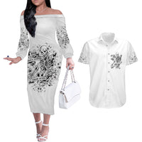 Rock Paper, Sgissors Throat Pungh I Win Couples Matching Off The Shoulder Long Sleeve Dress and Hawaiian Shirt - Wonder Print Shop