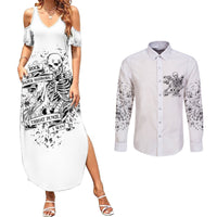Rock Paper, Sgissors Throat Pungh I Win Couples Matching Summer Maxi Dress and Long Sleeve Button Shirt - Wonder Print Shop