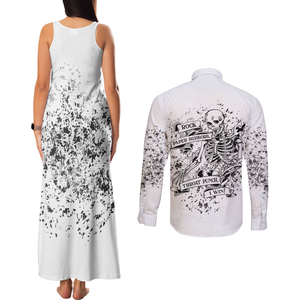 Rock Paper, Sgissors Throat Pungh I Win Couples Matching Tank Maxi Dress and Long Sleeve Button Shirt - Wonder Print Shop