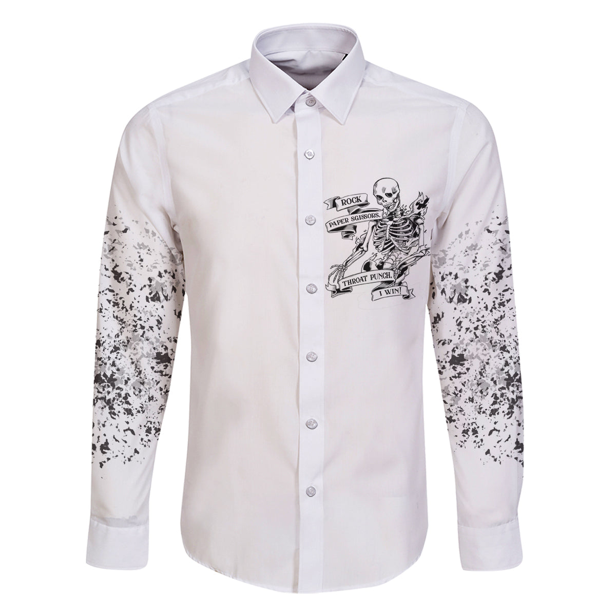 Rock Paper, Sgissors Throat Pungh I Win Family Matching Off Shoulder Long Sleeve Dress and Hawaiian Shirt - Wonder Print Shop