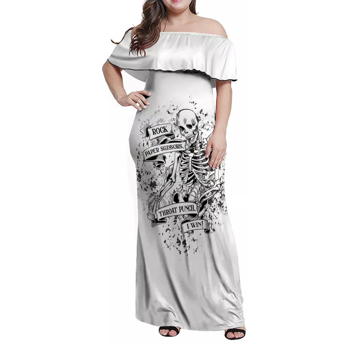 Rock Paper, Sgissors Throat Pungh I Win Family Matching Off Shoulder Maxi Dress and Hawaiian Shirt - Wonder Print Shop