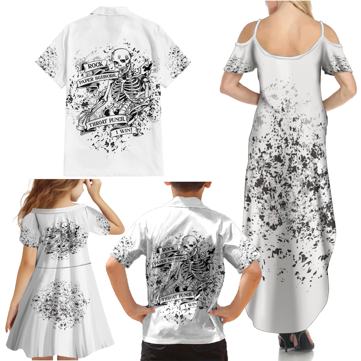 Rock Paper, Sgissors Throat Pungh I Win Family Matching Summer Maxi Dress and Hawaiian Shirt - Wonder Print Shop