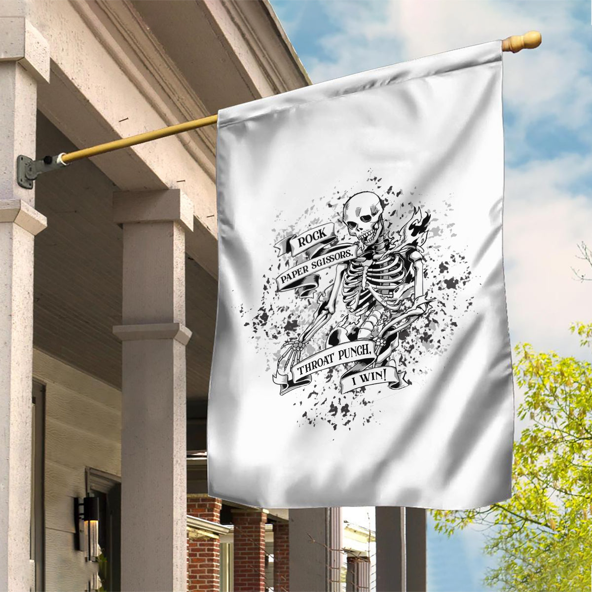 Rock Paper, Sgissors Throat Pungh I Win Garden Flag - Wonder Print Shop